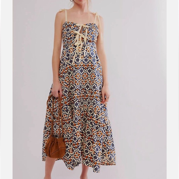 NEW FREE PEOPLE PALMA PRINTED FLORAL BOHO MIDI MAX DRESS XS - Picture 14 of 15